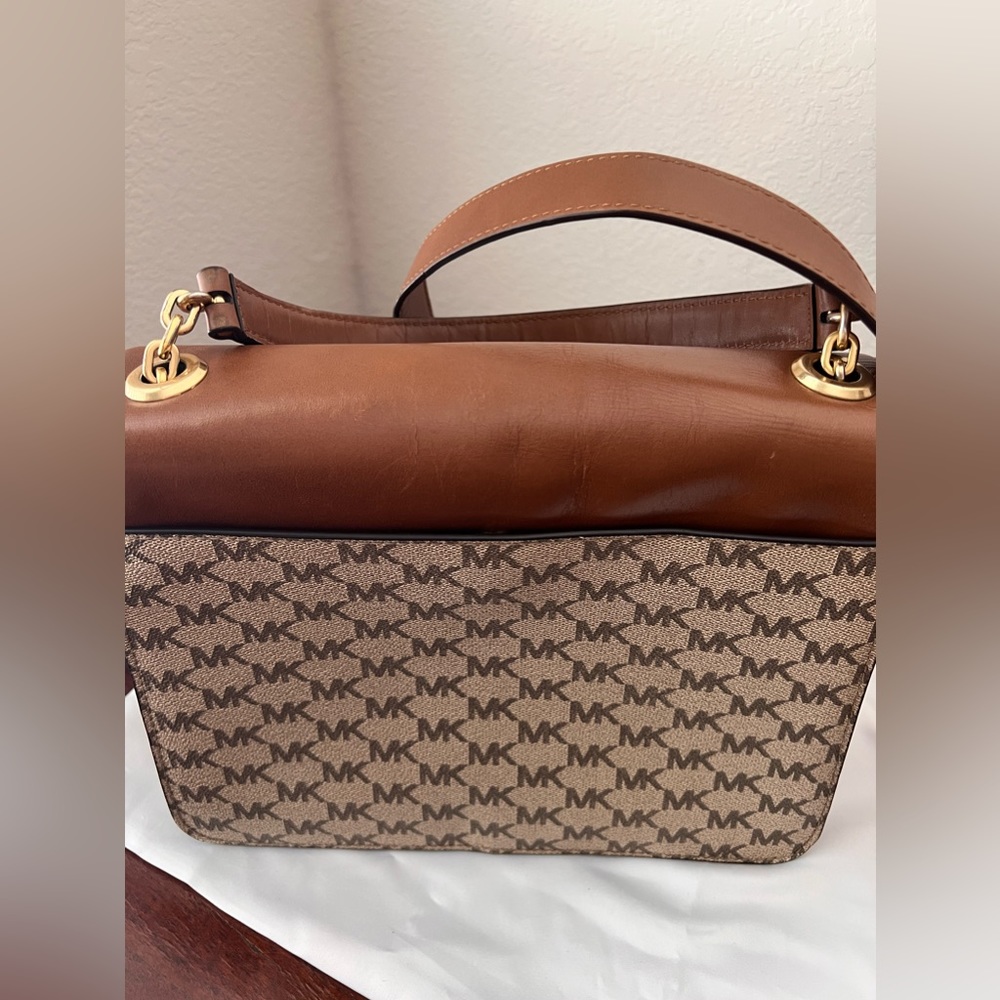 MICHAEL Michael Kors Brown & Tan Top Handle Logo Bag - Picture 9 of 11
